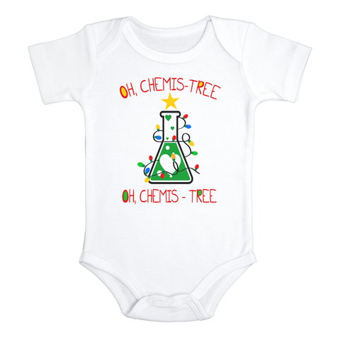 OH, CHEMIS-TREE Funny baby Christmas onesies Nerdy bodysuit (white: short or long sleeve)