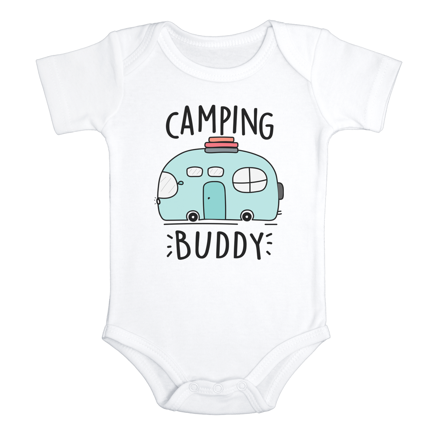 CAMPING BUDDY Funny baby onesies Hiking bodysuit (white: short or long sleeve)