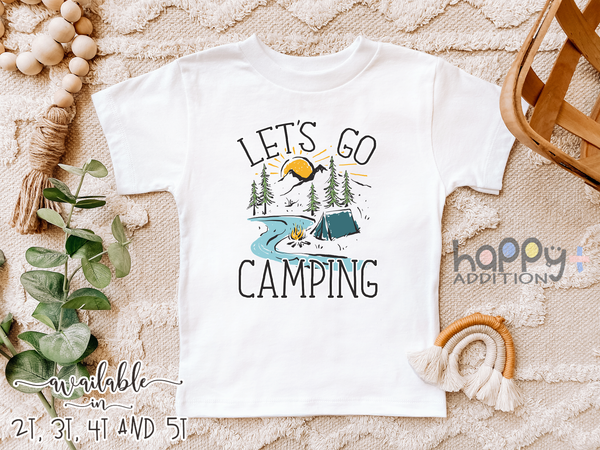 LET'S GO CAMPING Funny baby onesies Hiking bodysuit (white: short or long sleeve)