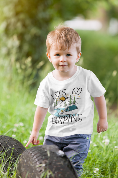 LET'S GO CAMPING Funny baby onesies Hiking bodysuit (white: short or long sleeve)