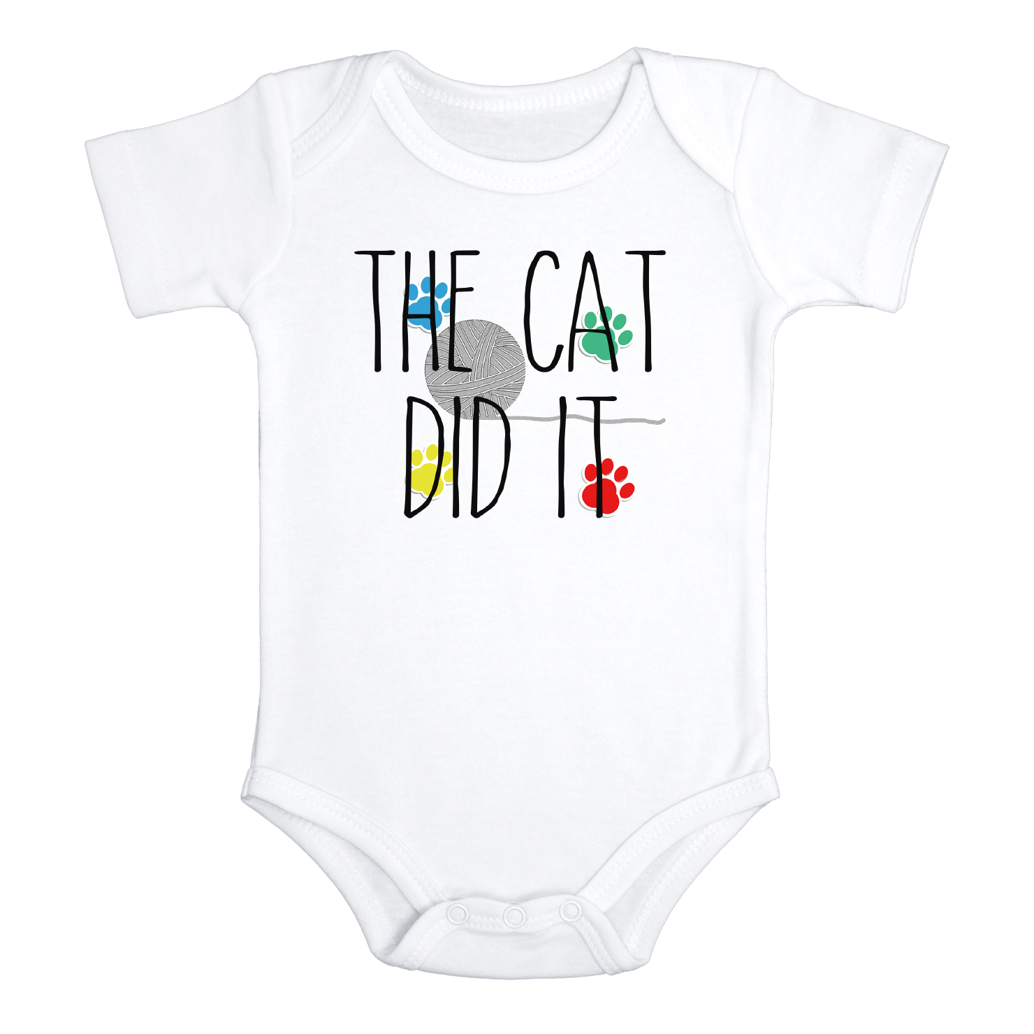 THE CAT DID IT Funny baby Kitten onesies bodysuit (white: short or long sleeve)