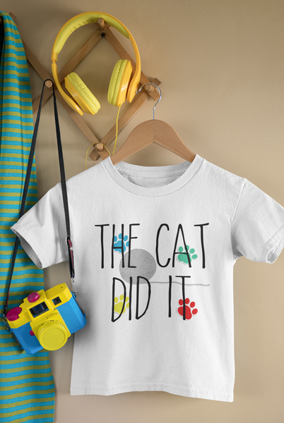 THE CAT DID IT Funny baby Kitten onesies bodysuit (white: short or long sleeve)