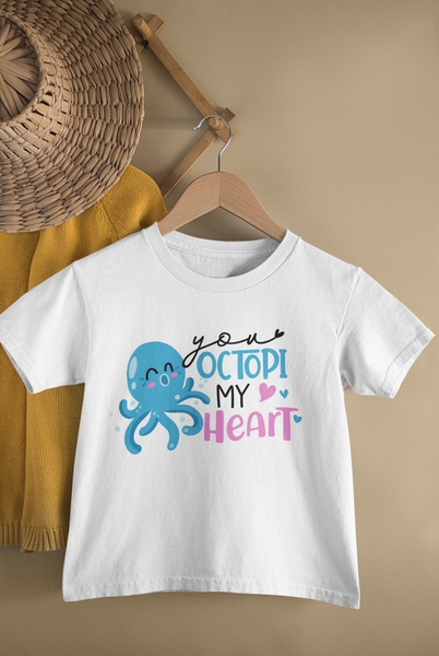 YOU OCTOPI MY HEART Funny baby Octopus onesies bodysuit (white: short or long sleeve)