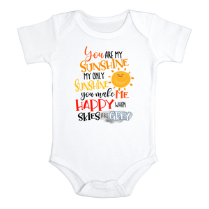 YOU ARE MY SUNSHINE Funny baby Sun onesies bodysuit (white: short or long sleeve)