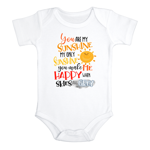 YOU ARE MY SUNSHINE Funny baby Sun onesies bodysuit (white: short or long sleeve)