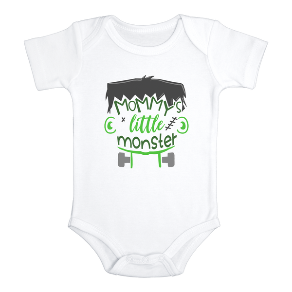 MOMMY'S LITTLE MONSTER Funny Baby Bodysuit Cute Halloween Onesie White - HappyAddition