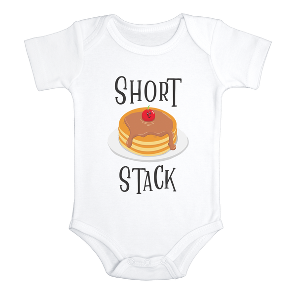 SHORT STACK Funny Baby Bodysuit Pancake Onesie White - HappyAddition