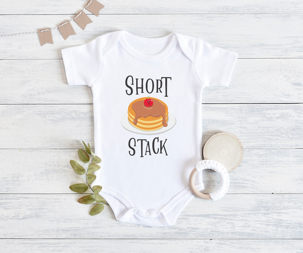 SHORT STACK Funny Baby Bodysuit Pancake Onesie White - HappyAddition