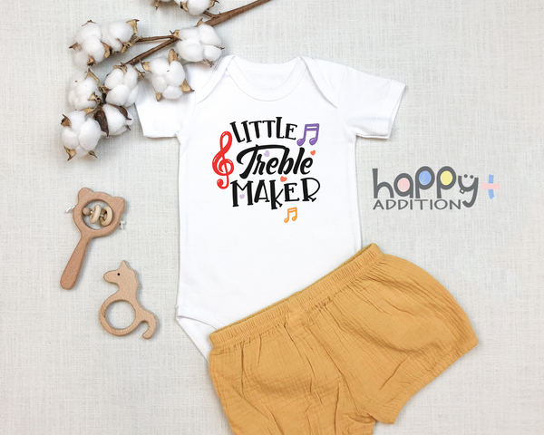 LITTLE TREBLE MAKER Funny baby onesies bodysuit (white: short or long sleeve)