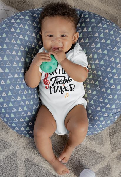 LITTLE TREBLE MAKER Funny baby onesies bodysuit (white: short or long sleeve)