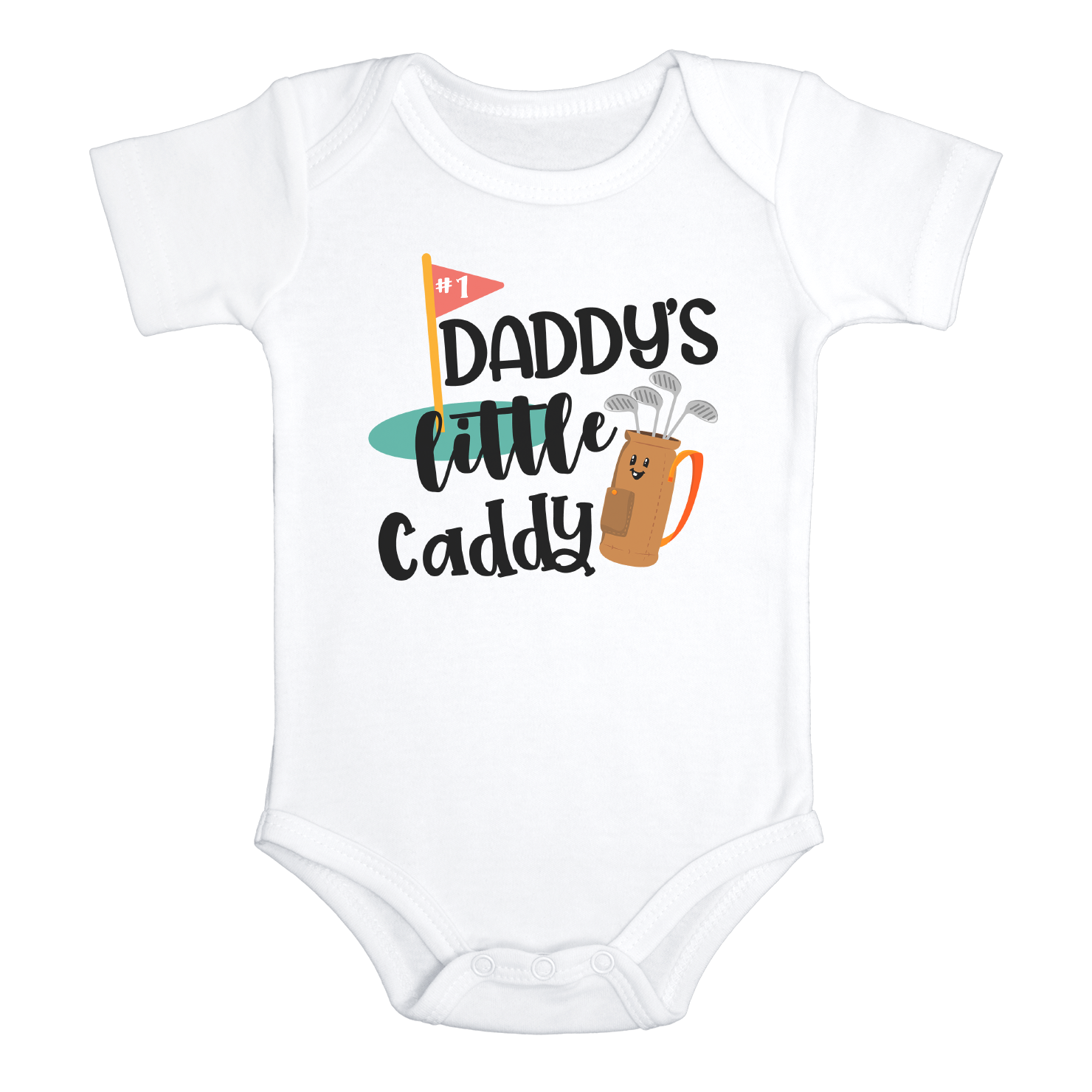 DADDY'S LITTLE CADDY Funny Baby Bodysuit Cute Golf Onesie White