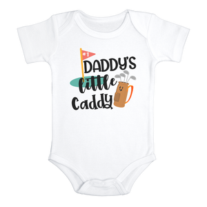 DADDY'S LITTLE CADDY Funny Baby Bodysuit Cute Golf Onesie White