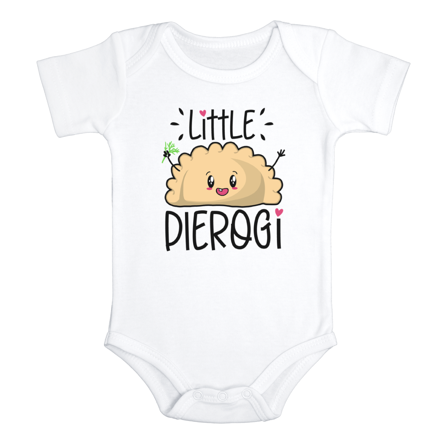 LITTLE PIEROGI Funny baby onesies bodysuit (white: short or long sleeve)