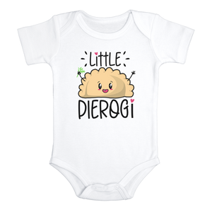 LITTLE PIEROGI Funny baby onesies bodysuit (white: short or long sleeve)