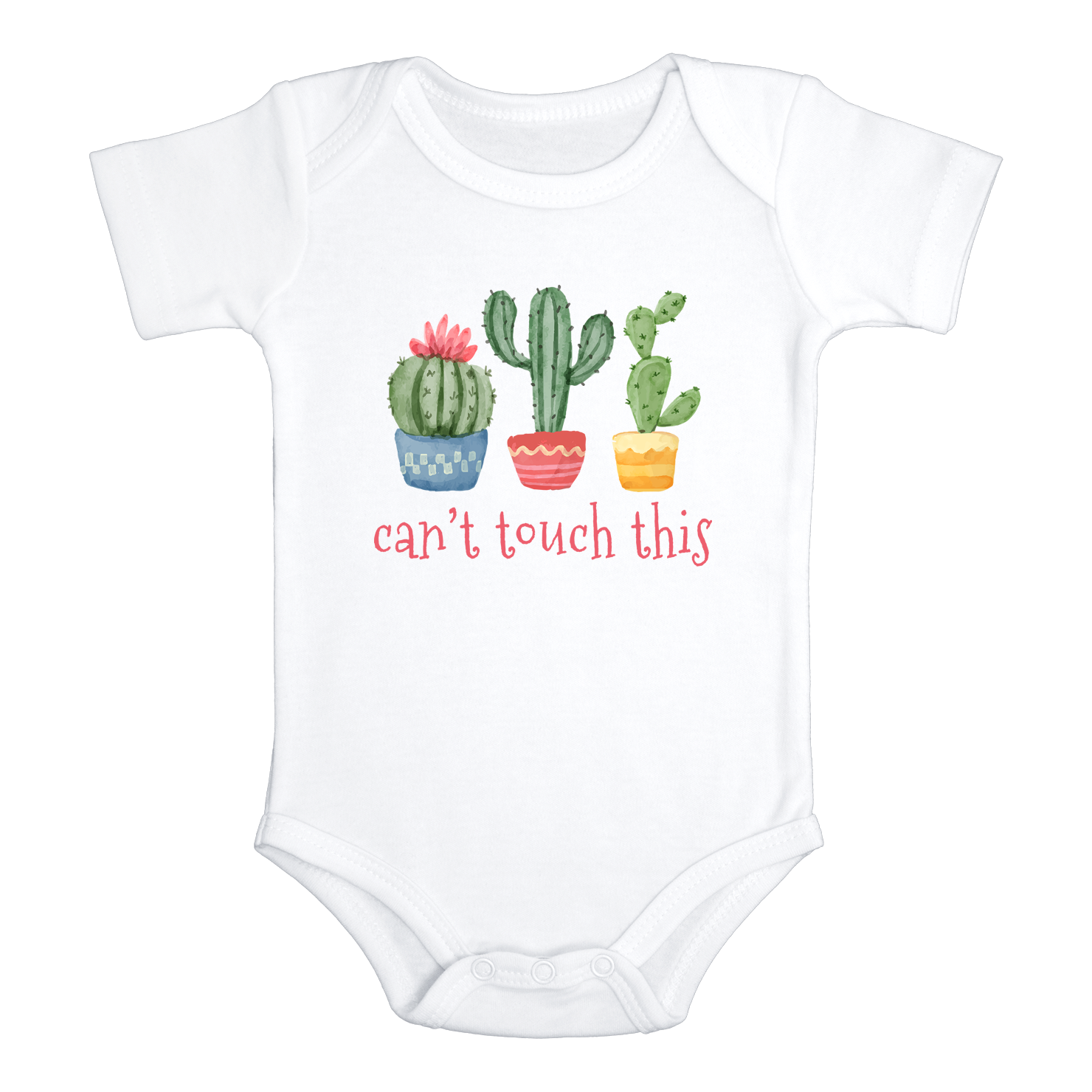 CAN'T TOUCH THIS cactus funny baby onesie bodysuit (white: short or long sleeve) - HappyAddition