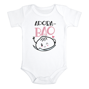ADORA-BAO Funny baby girl onesies Asian Food bodysuit (white: short or long sleeve)