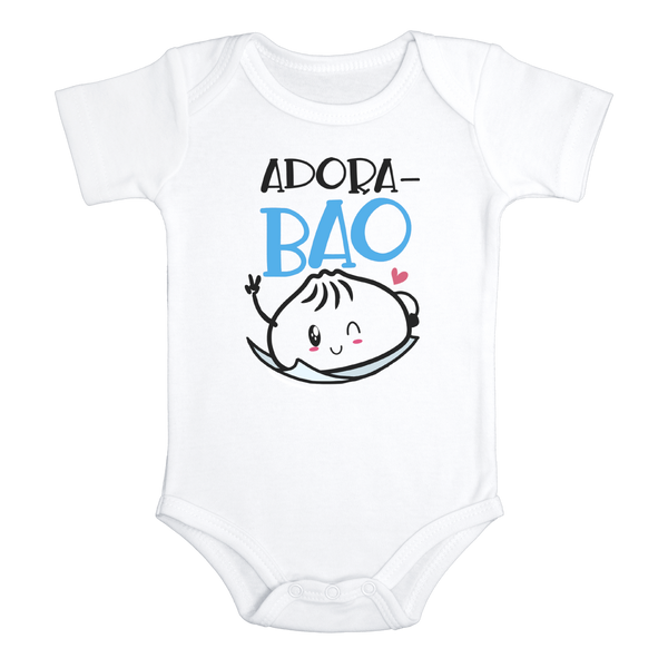 ADORA-BAO Funny baby boy onesies Asian Food bodysuit (white: short or long sleeve)