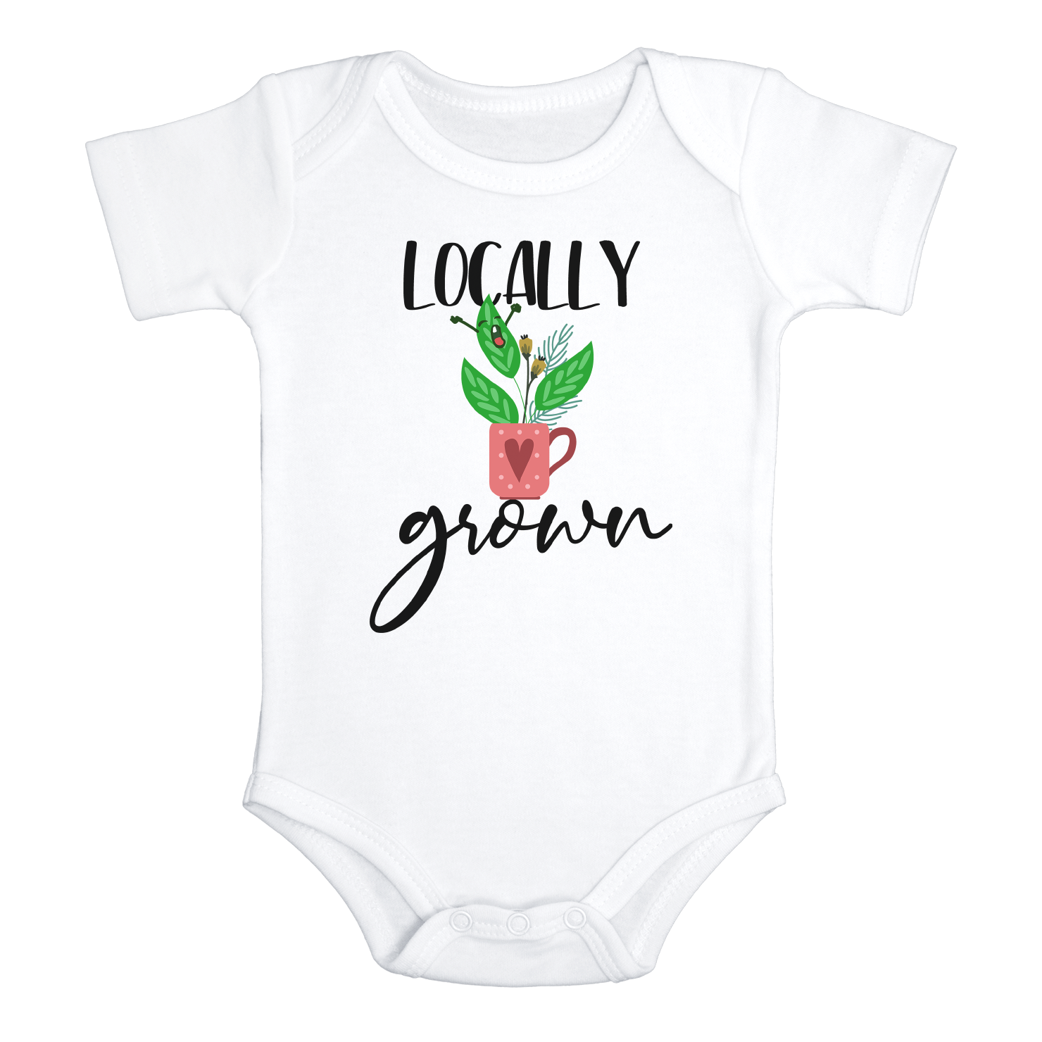 LOCALLY GROWN Funny baby onesies bodysuit (white: short or long sleeve)