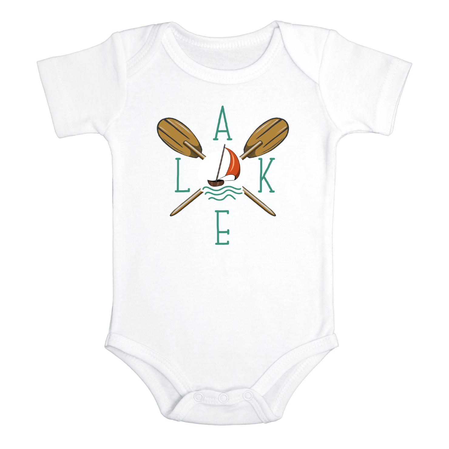 LAKE Funny baby onesies Sail Boat bodysuit (white: short or long sleeve)