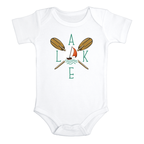LAKE Funny baby onesies Sail Boat bodysuit (white: short or long sleeve)