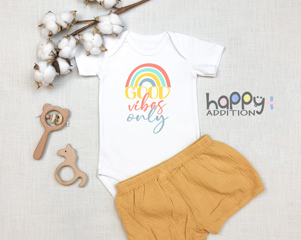 GOOD VIBES ONLY miracle baby onesies bodysuit (white: short or long sleeve)