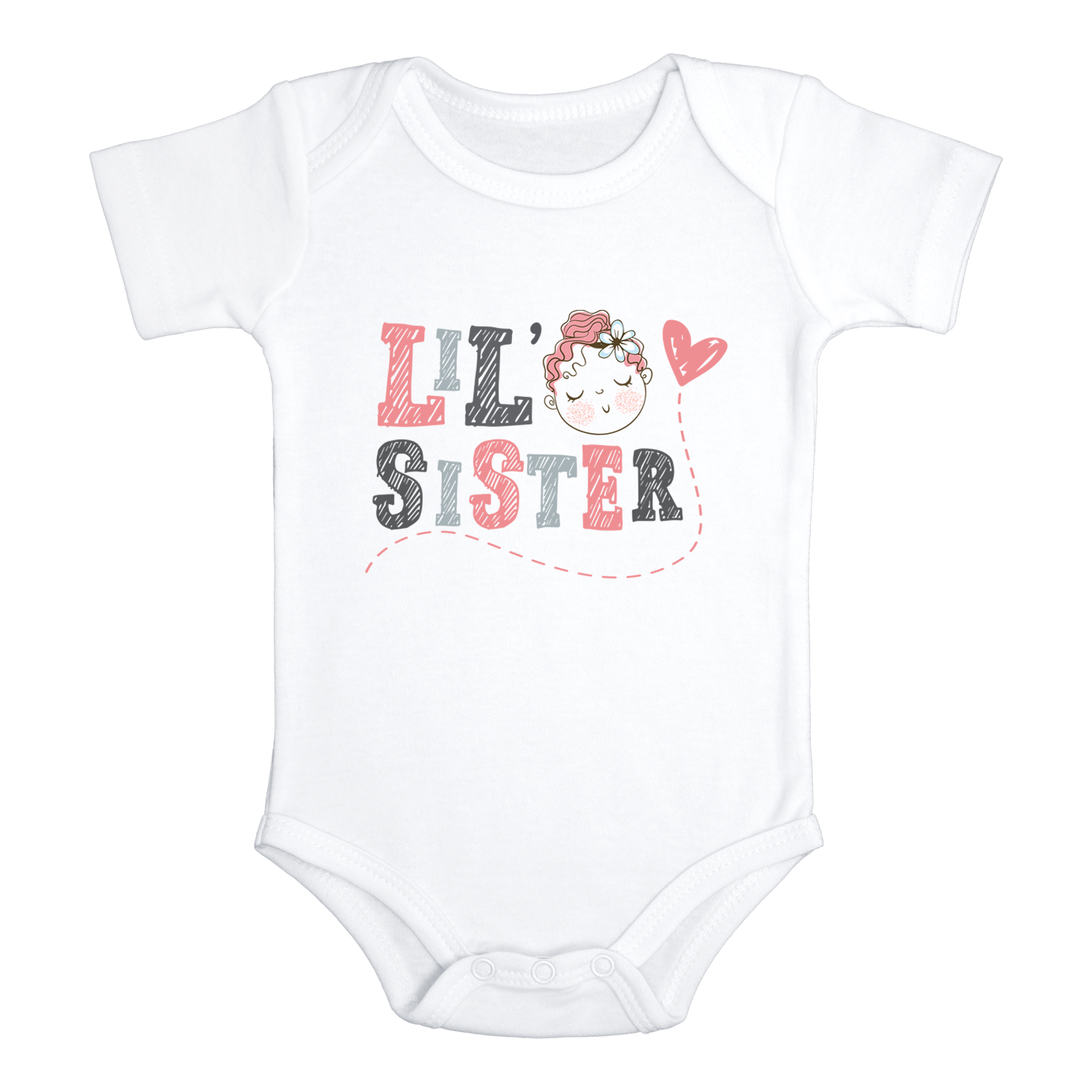 LIL' SISTER Funny Baby Sister Onesie Baby Girl Body Suit White - HappyAddition
