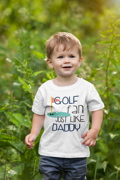 GOLF FAN JUST LIKE DADDY Funny Baby Bodysuit Cute Golf Onesie (white: short or long sleeve) toddler 3t 4t 5t Available