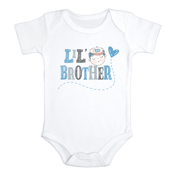 LIL' BROTHER Funny Baby Brother Onesie Baby Boy Body Suit White - HappyAddition