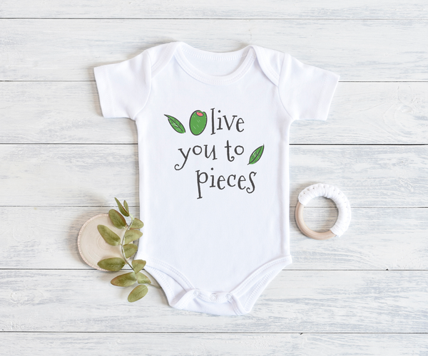 OLIVE YOU TO PIECES Funny olive Baby Onesie / Bodysuit White - HappyAddition