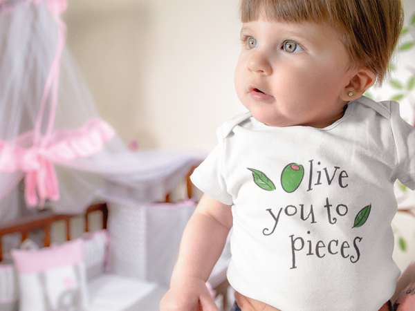 OLIVE YOU TO PIECES Funny olive Baby Onesie / Bodysuit White - HappyAddition