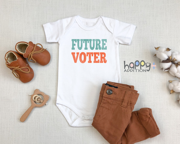 FUTURE VOTER Funny baby onesies bodysuit (white: short or long sleeve)