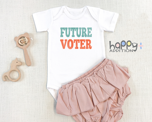 FUTURE VOTER Funny baby onesies bodysuit (white: short or long sleeve)