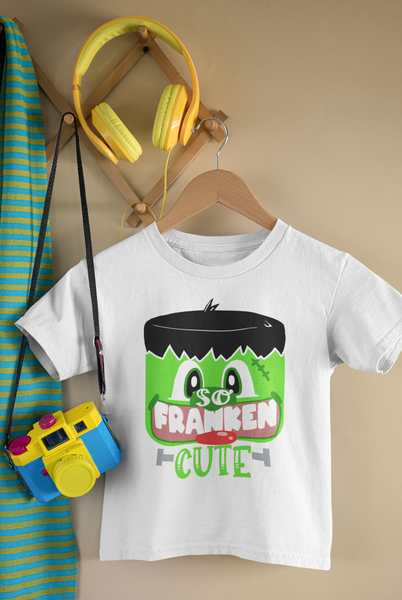 SO FRANKEN CUTE Funny Frankenstein Bodysuit Cute Halloween Onesie White