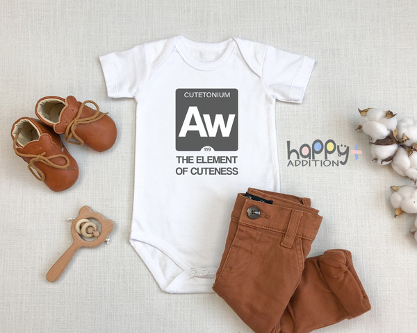 AW THE ELEMENT OF CUTENESS Funny Baby Science Bodysuit Onesie White