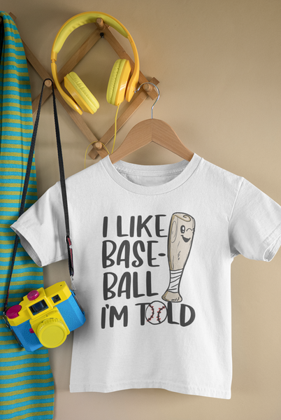 I LIKE BASEBALL I'M TOLD Funny baby onesies Ballpark bodysuit (white: short or long sleeve)