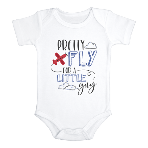 PRETTY FLY FOR A LITTLE GUY Funny Airplane Baby Onesie / Bodysuit White - HappyAddition
