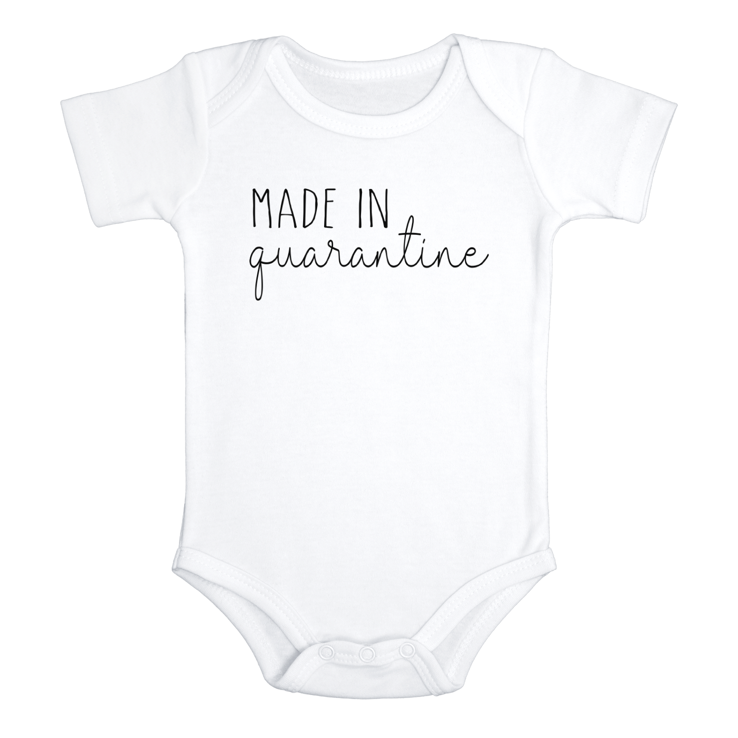 MADE IN QUARANTINE funny Covid baby onesies bodysuit (white: short or long sleeve)