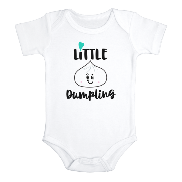 LITTLE DUMPLING Funny baby boy onesies Asian Food bodysuit (white: short or long sleeve)