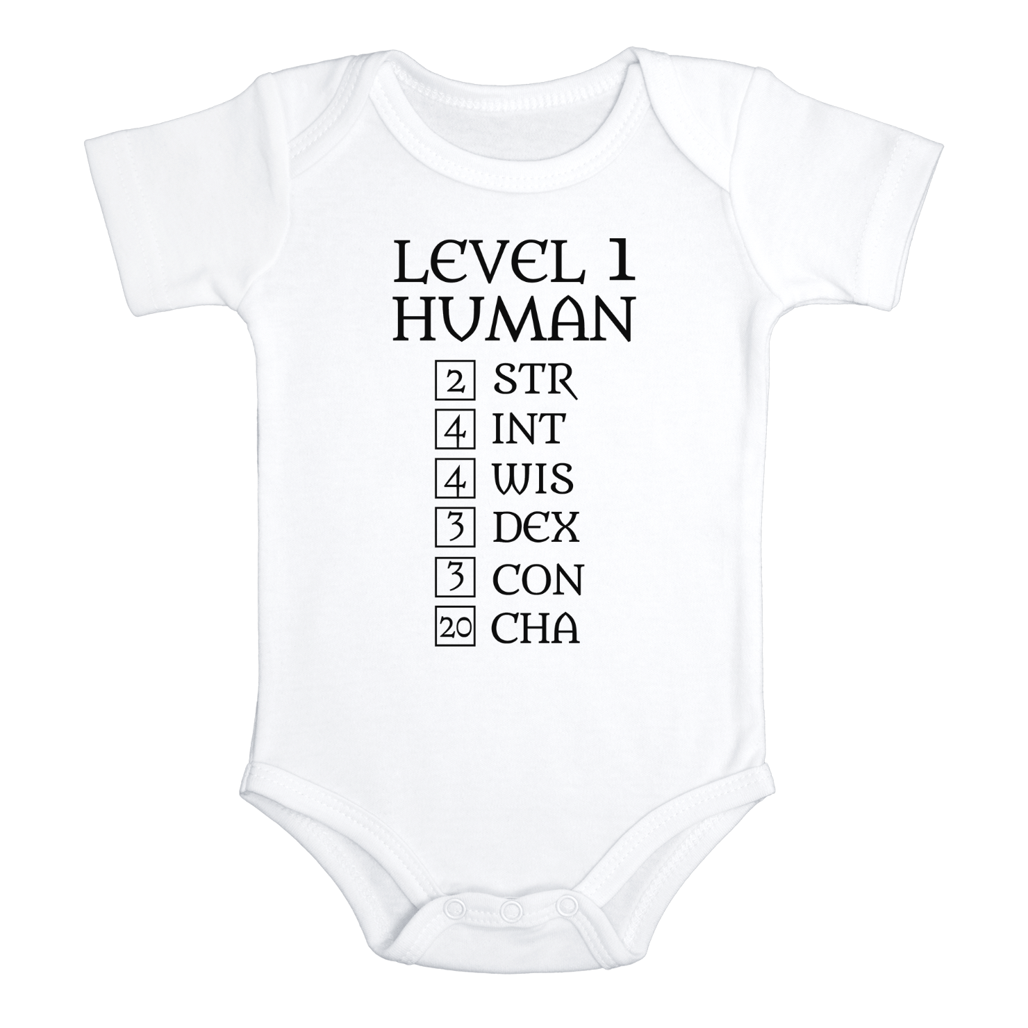 LEVEL 1 HUMAN Funny Board Game baby onesies gamer bodysuit