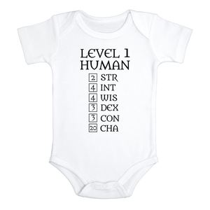 LEVEL 1 HUMAN Funny Board Game baby onesies gamer bodysuit