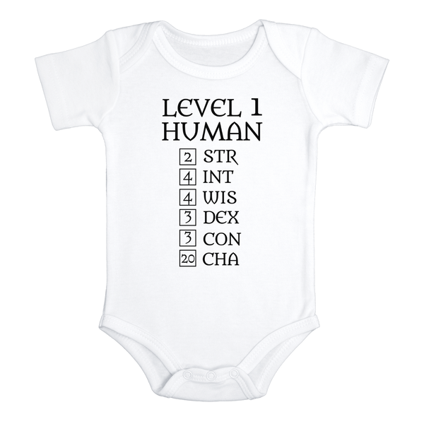 LEVEL 1 HUMAN Funny Board Game baby onesies gamer bodysuit