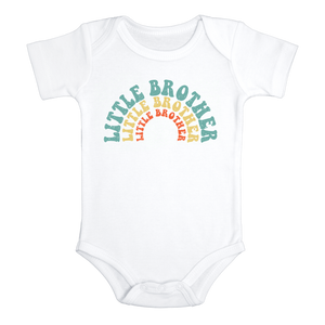 LITTLE BROTHER Funny Baby Brother Onesie Baby Boy Body Suit White