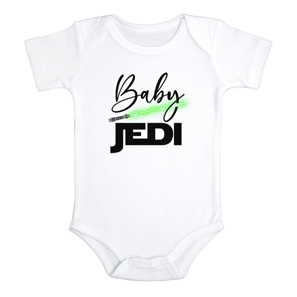 BABY JEDI Funny baby onesies bodysuit (white: short or long sleeve)