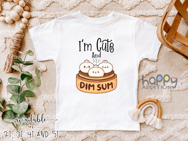 I'M CUTE AND DIM SUM Funny Asian Food baby onesies bodysuit (white: short or long sleeve)