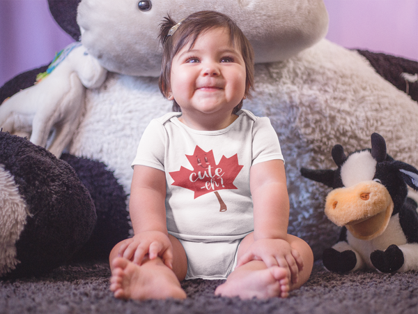 CUTE -EH! Funny baby Canada onesies bodysuit (white: short or long sleeve)
