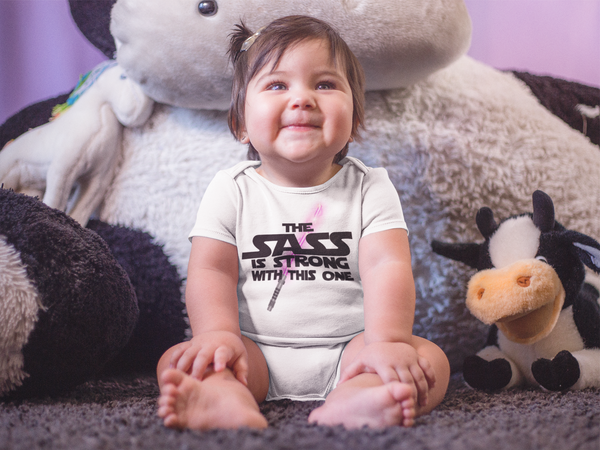 THE SASS IS STRONG WITH THIS ONE Funny baby onesies bodysuit (white: short or long sleeve)