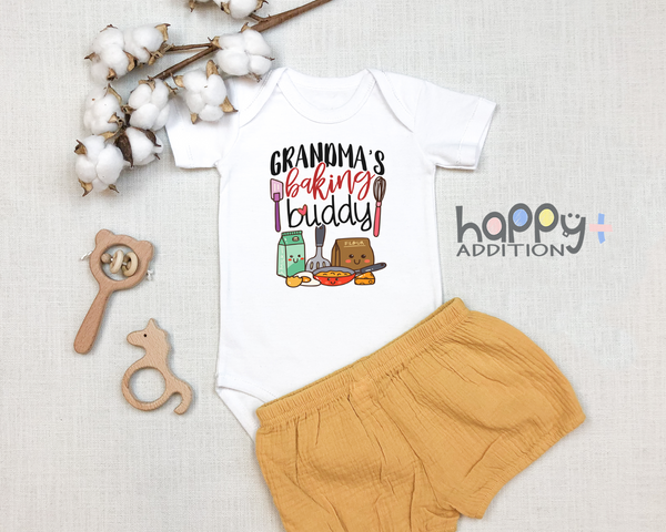 MOMMY'S BAKING BUDDY Funny baby Cooking onesies bodysuit (white: short or long sleeve)