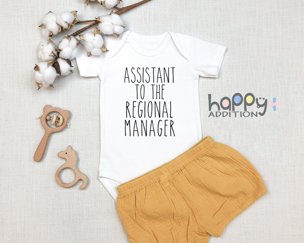 ASSISSTANT TO THE REGIONAL MANAGER Funny the office baby onesies bodysuit (white: short or long sleeve)