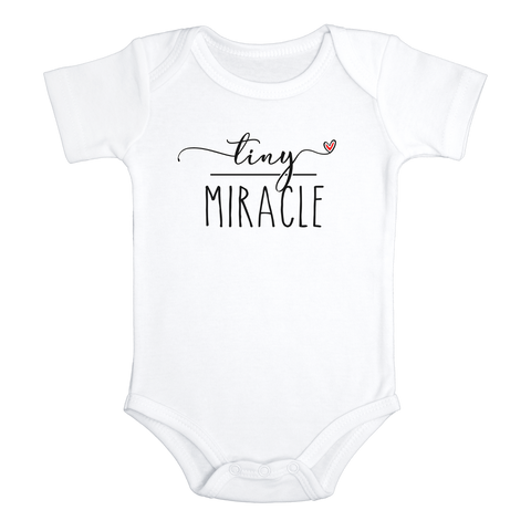 TINY MIRACLE baby onesies bodysuit (white: short or long sleeve)