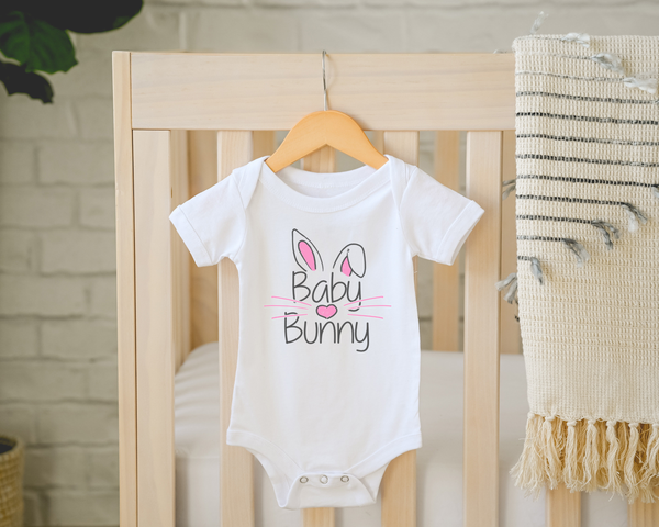 BABY BUNNY Cute Easter baby onesies bodysuit (white: short or long sleeve)
